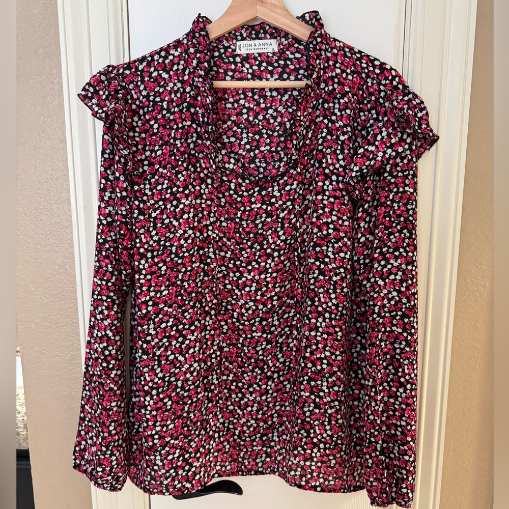 Jon & Anna Red and White Floral Blouse